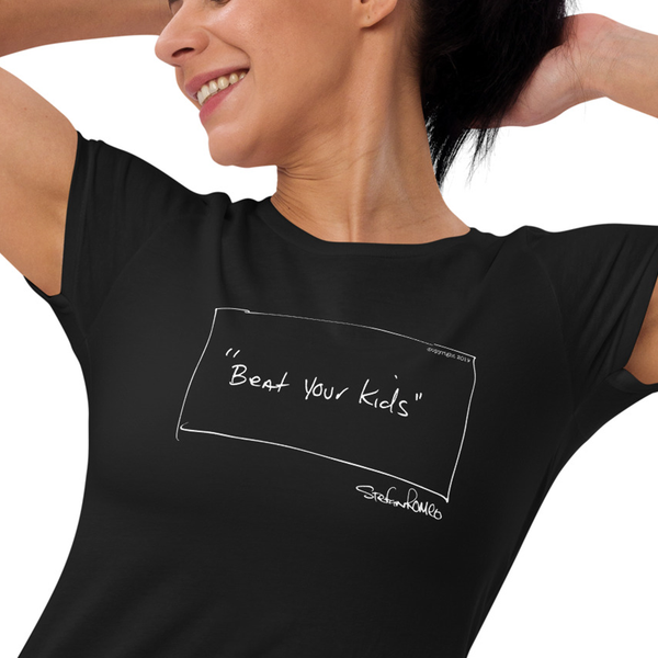 Beat Your Kids Women's Short Sleeve T-shirt (Black) - stefanromeoprints