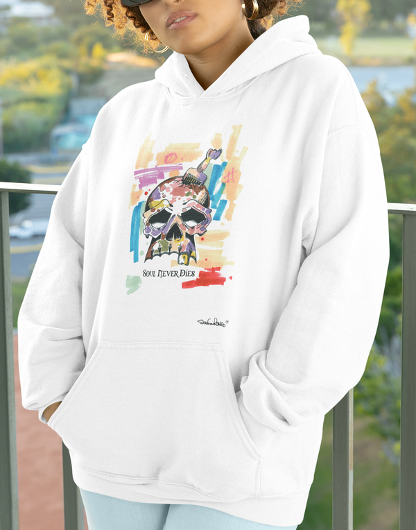 Women's Skull Splash Hoodie (White) - stefanromeoprints
