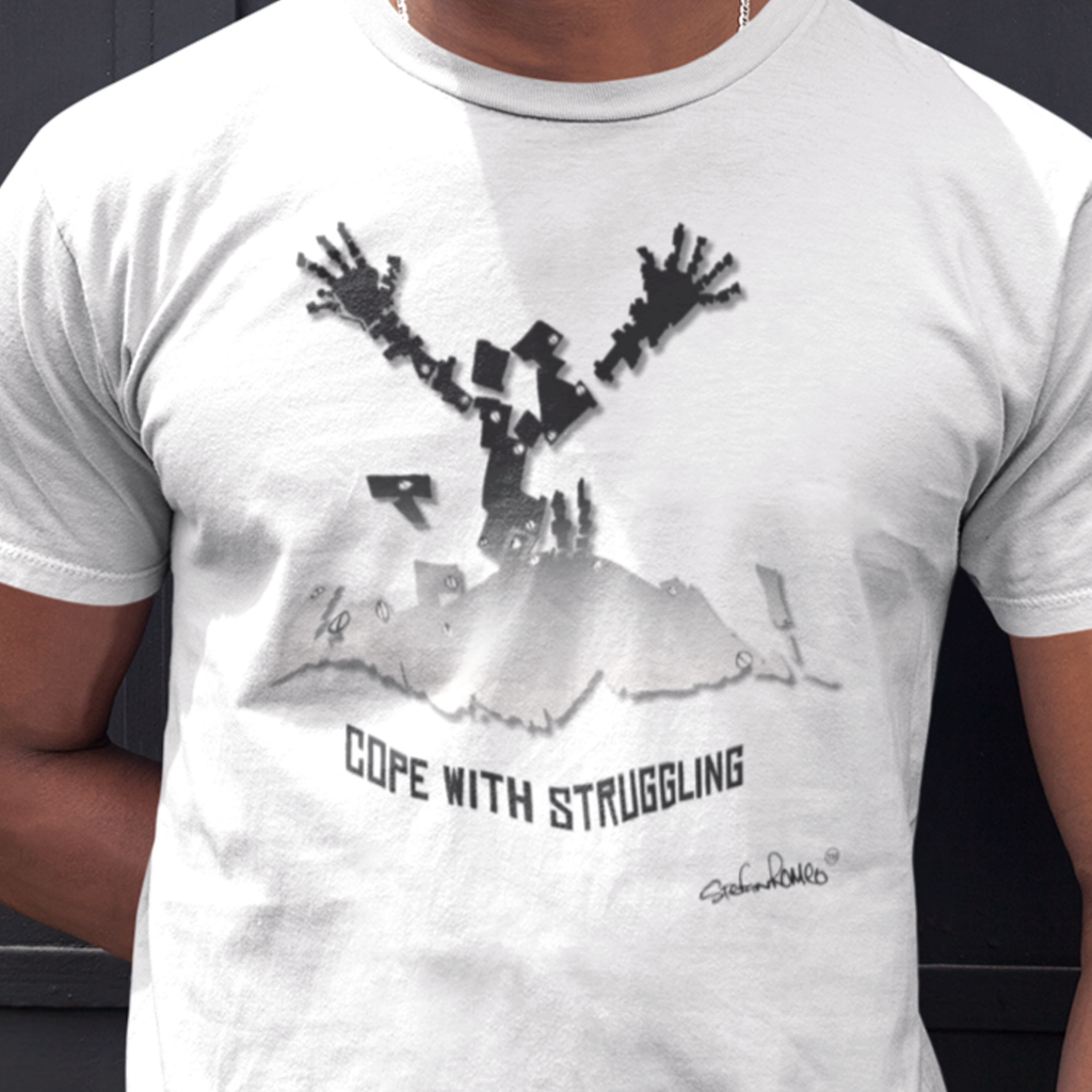 Cope With Struggling Heavyweight T-Shirt White - stefanromeoprints