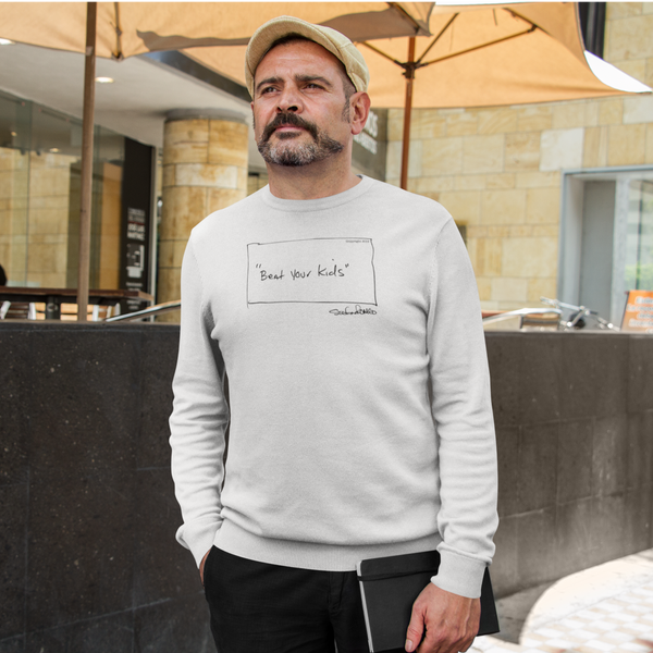 Beat Your Kids Mens Premium Sweatshirt (White) - stefanromeoprints
