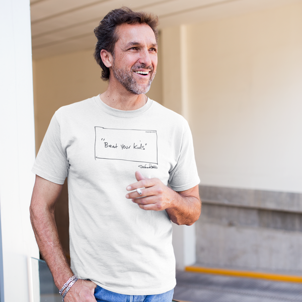 Beat Your Kids Men's Classic Tee (White) - stefanromeoprints