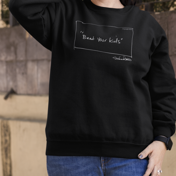 Beat Your Kids Womens Premium Sweatshirt (Black) - stefanromeoprints