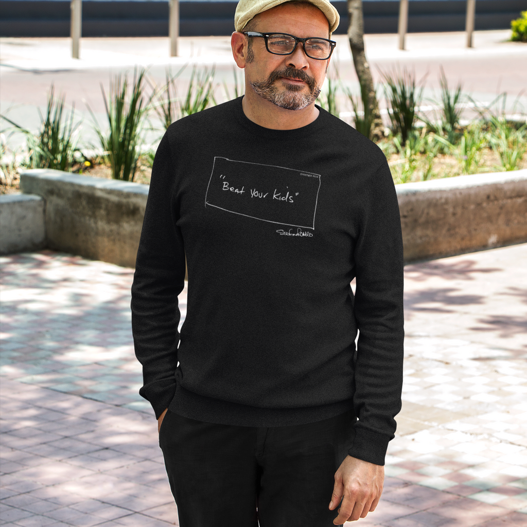 Beat Your Kids Mens Premium Sweatshirt (Black) - stefanromeoprints