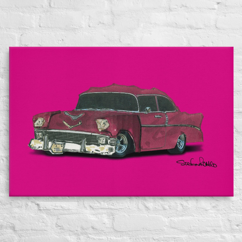 Chevy 57 Blood Pink Background Thin Canvas - stefanromeoprints