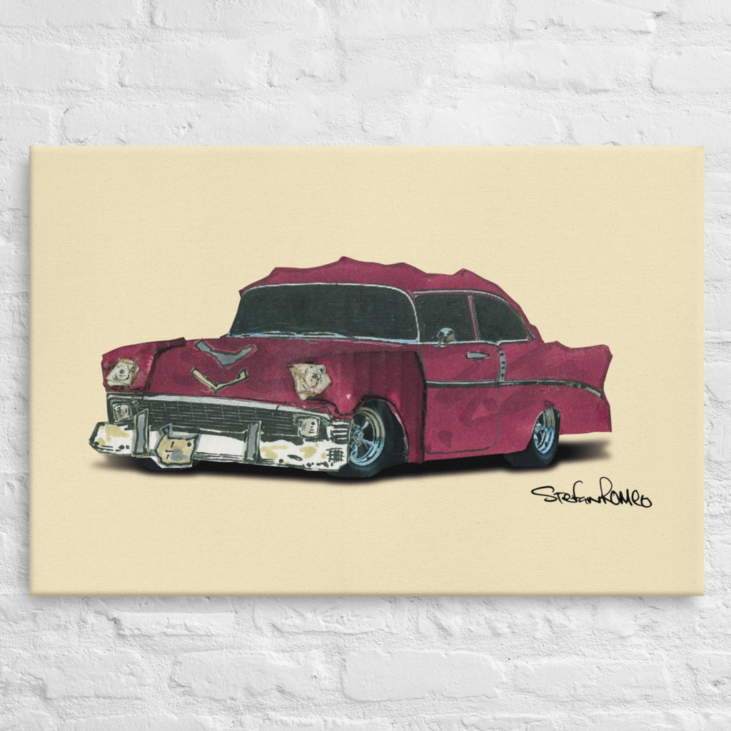 Chevy 57 Beige Background Thin canvas - stefanromeoprints